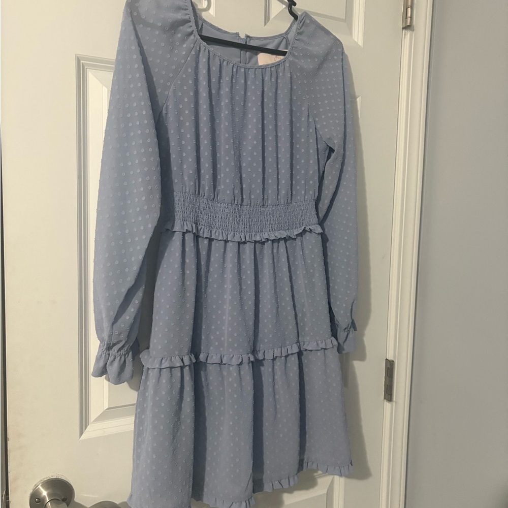 Gal Meets Glam Soft Blue Ruffle Dress